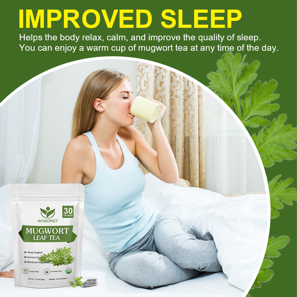 Mugwort Tea - Organic Mugwort Herb Tea, Dried Mugwort Tea Bags for Immune Support and Sleep Better, Caffeine Free - 30 Tea Bags