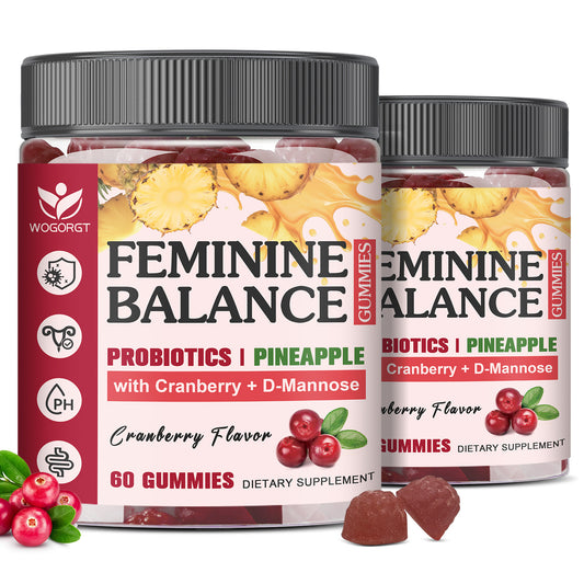 (2pack) Premium Feminine Balance Gummies for Women - Pineapple Probiotics Gummies with Cranberry Extract and D-Mannose, pH Balance Support, Freshness, Sugar Free, Vegan, Cranberry Flavor - 60 Gummies