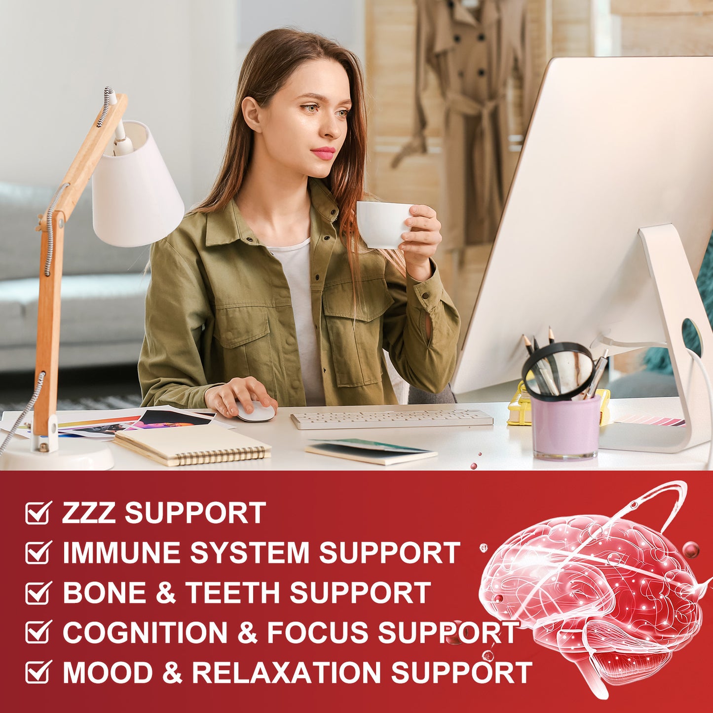 (1Pack) Magnesium Glycinate 200mg Supplement for Women & Men - Relaxation & Cognition Support - Magnesium Glycinate Supplement with L-Theanine, GABA, Chamomile, B6, D3 & K2, Vegan-Friendly - 240 Tablets