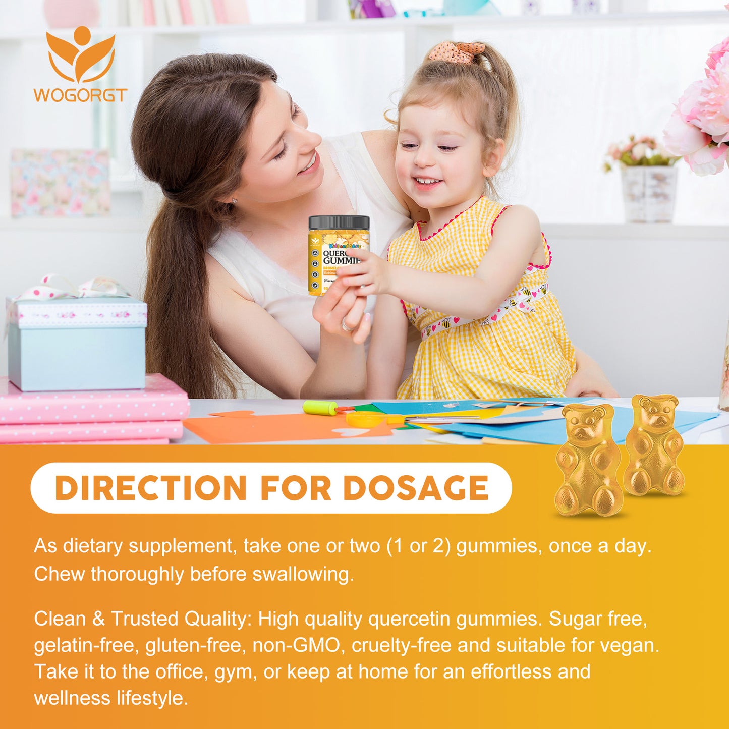 (1pack) Quercetin Gummies for Adults & Kids - 800mg Quercetin with Bromelain, Zinc, Elderberry, Vitamin C & D3 - lmmune & Seasonal Wellness Support - Sugar Free, Vegan, Pineapple Flavor - 60 Gummies