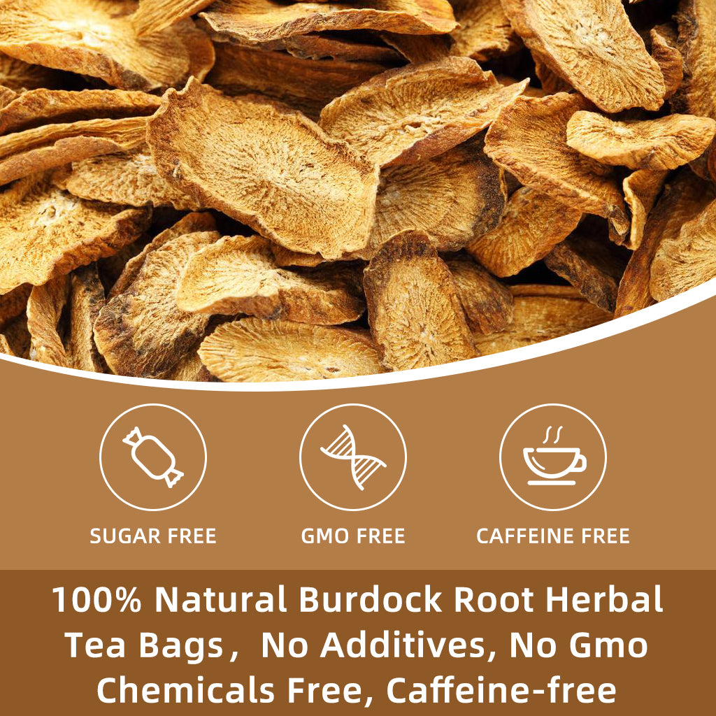 Burdock Root Tea - Natural Burdock Root Herbal Tea Bags for Liver Support, Antioxidant, Digestion and Immune Support, Caffeine Free - 40 Tea Bags