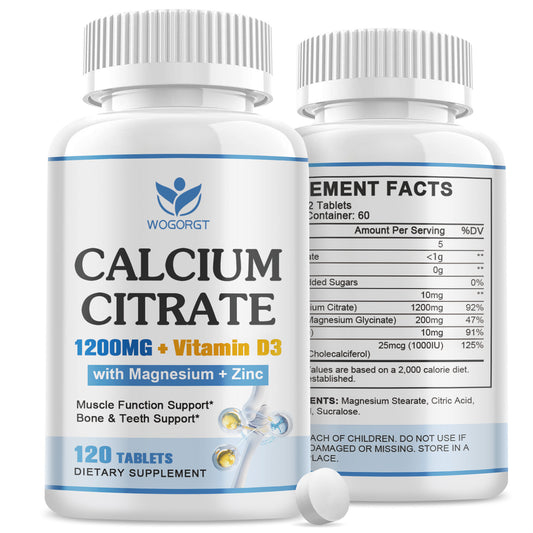 (2Pack) Calcium Citrate 1200mg Supplement with Vitamin D3 for Women and Men - Calcium Magnesium Zinc D3 Supplement for Bone, Teeth, Immune Support, Vegan-Friendly - 120 Tablets