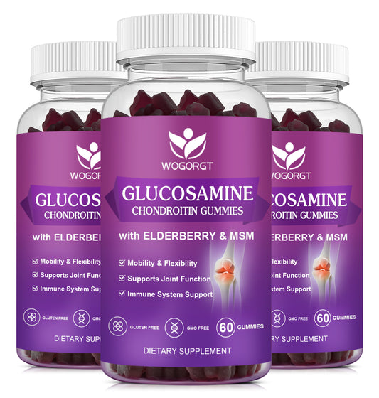 (3Pack) Glucosamine Chondroitin Gummies - Joint Support Gummies - 1500mg Extra Strength with MSM & Elderberry for Joint Support and Immune Support - 60 Gummies