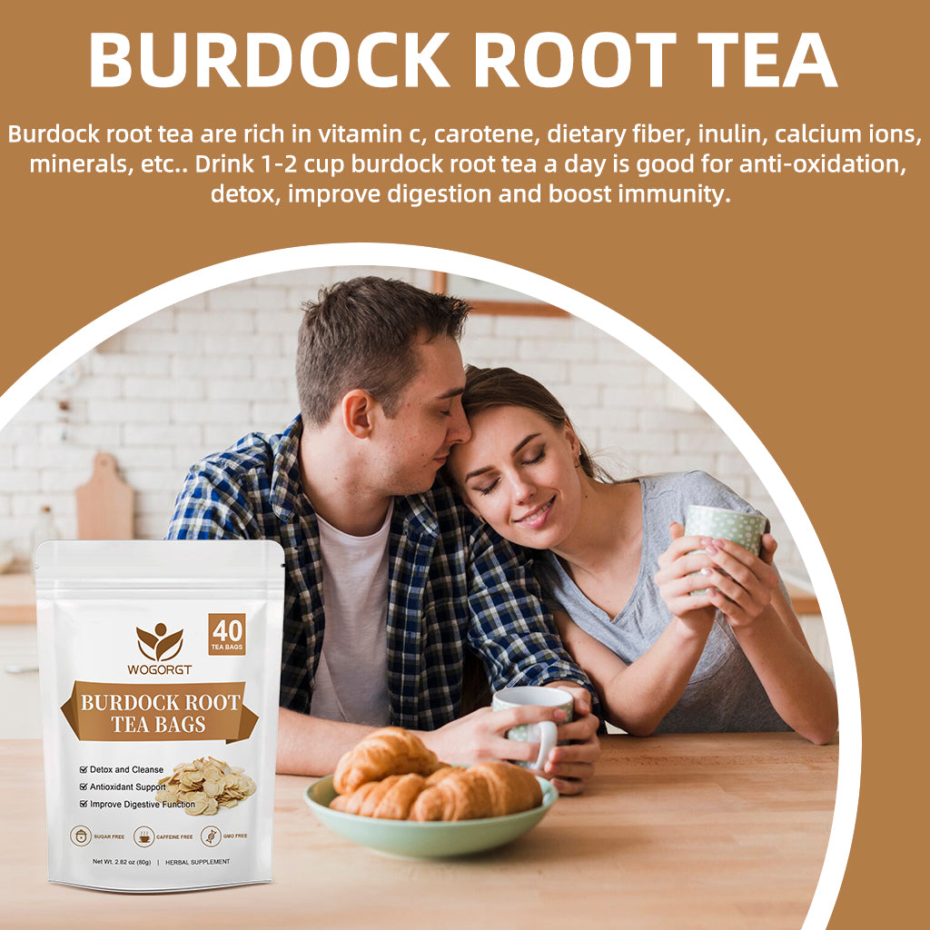 Burdock Root Tea - Natural Burdock Root Herbal Tea Bags for Liver Support, Antioxidant, Digestion and Immune Support, Caffeine Free - 40 Tea Bags