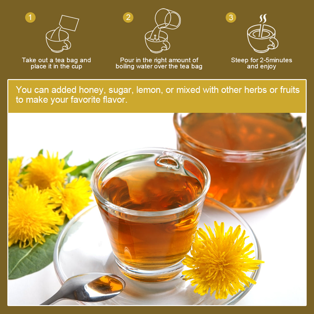 Dandelion Leaf & Root Tea - Natural Dandelion Herbal Tea for Liver Support, Antioxidant, Digestion and Immune Support, Caffeine Free - 30 Tea Bags