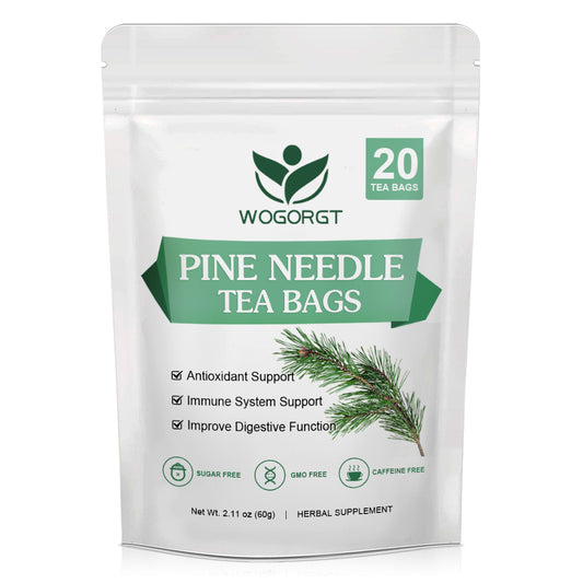 Pine Needle Tea Bags - Organic Dried Pine Needle Herbal Tea for Immune Support & Antioxidant, Caffeine Free, Natural Suramin - 20 Tea bags