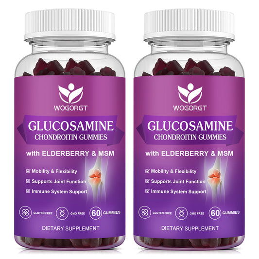 (2Pack) Glucosamine Chondroitin Gummies - Joint Support Gummies - 1500mg Extra Strength with MSM & Elderberry for Joint Support and Immune Support - 60 Gummies