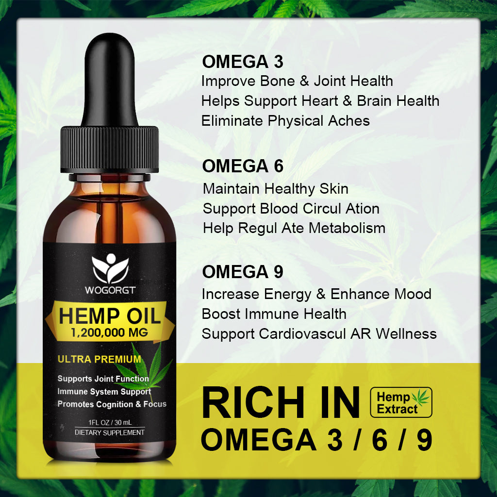 (2 Pack) Organic Hemp Oil - 100% Natural Hemp Oil Extract, Calming, Sleep, Relaxation, Immune Support, Rich in Omega 3, 6, 9 Fatty Acids, Vegan - 30mL