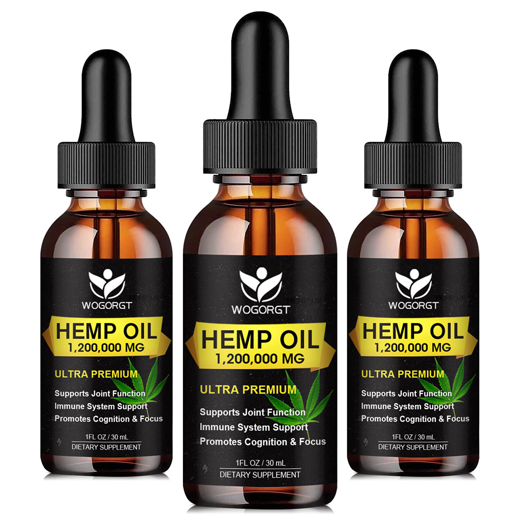 (3 Pack) Organic Hemp Oil - 100% Natural Hemp Oil Extract, Calming, Sleep, Relaxation, Immune Support, Rich in Omega 3, 6, 9 Fatty Acids, Vegan - 30mL